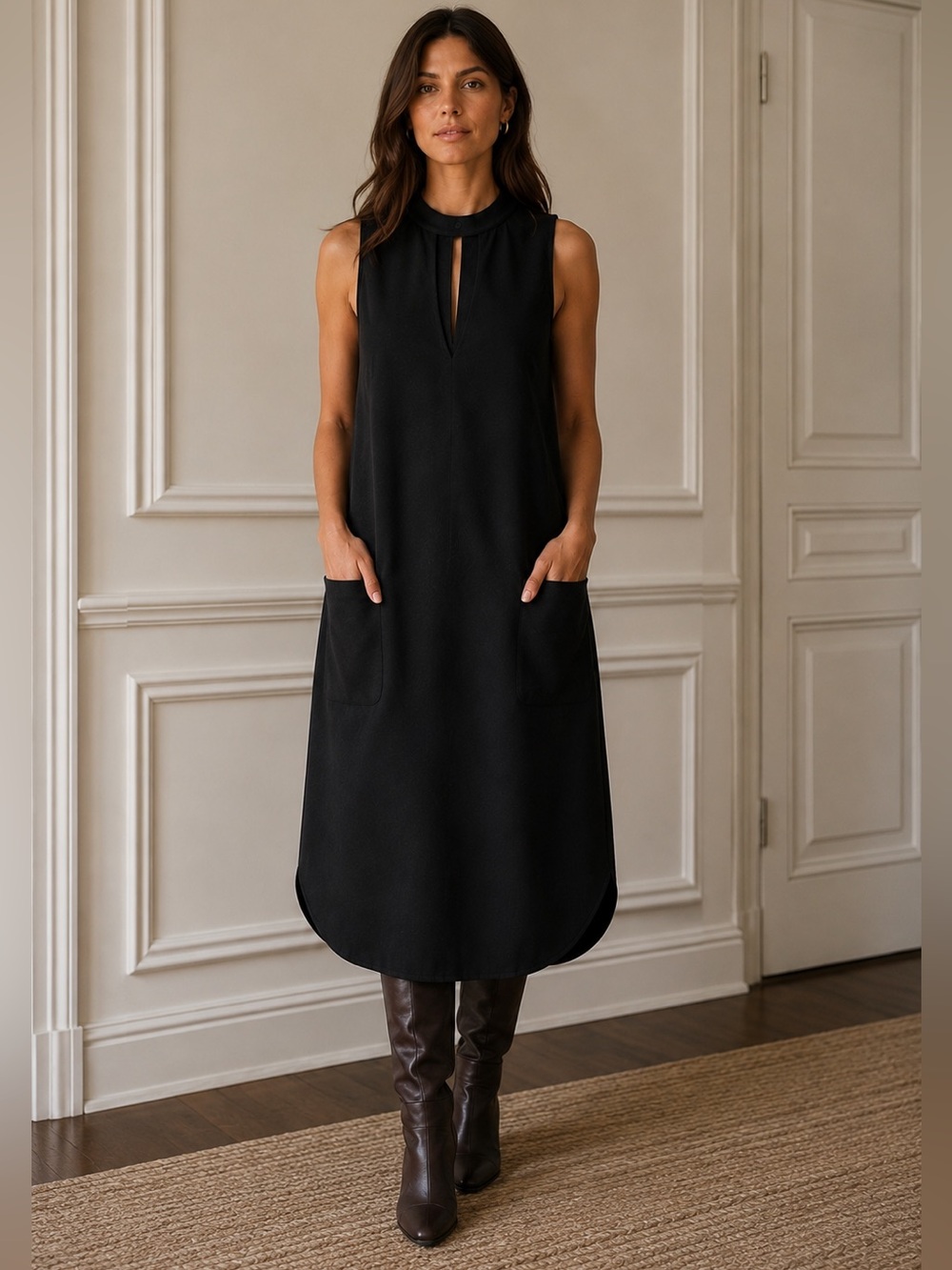 New with Tags: Vero Moda Black Sleeveless Dress with Keyhole Collar ~Size small